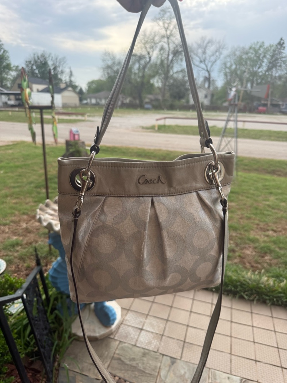 Coach Taupe Signature Canvas Shoulder Bag